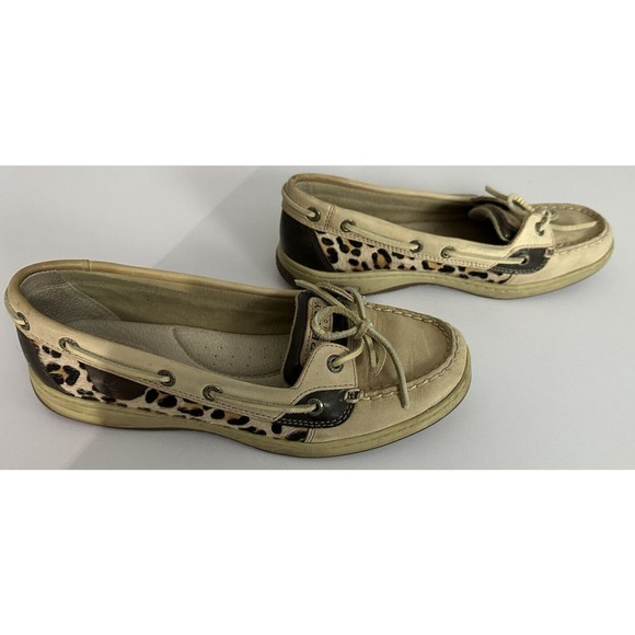 Sperry Top Siders Womens 8.5M Boat Shoes Beige Leopard Cheetah Print Flat Loafer - Picture 4 of 9